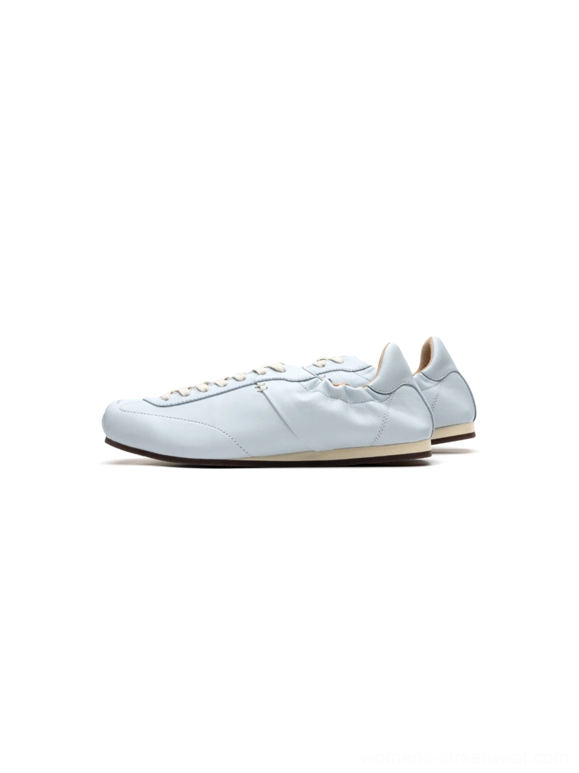 Satin ribbon lace low-profile retro trainers for women in a colorful vintage-inspired streetwear sneaker collection