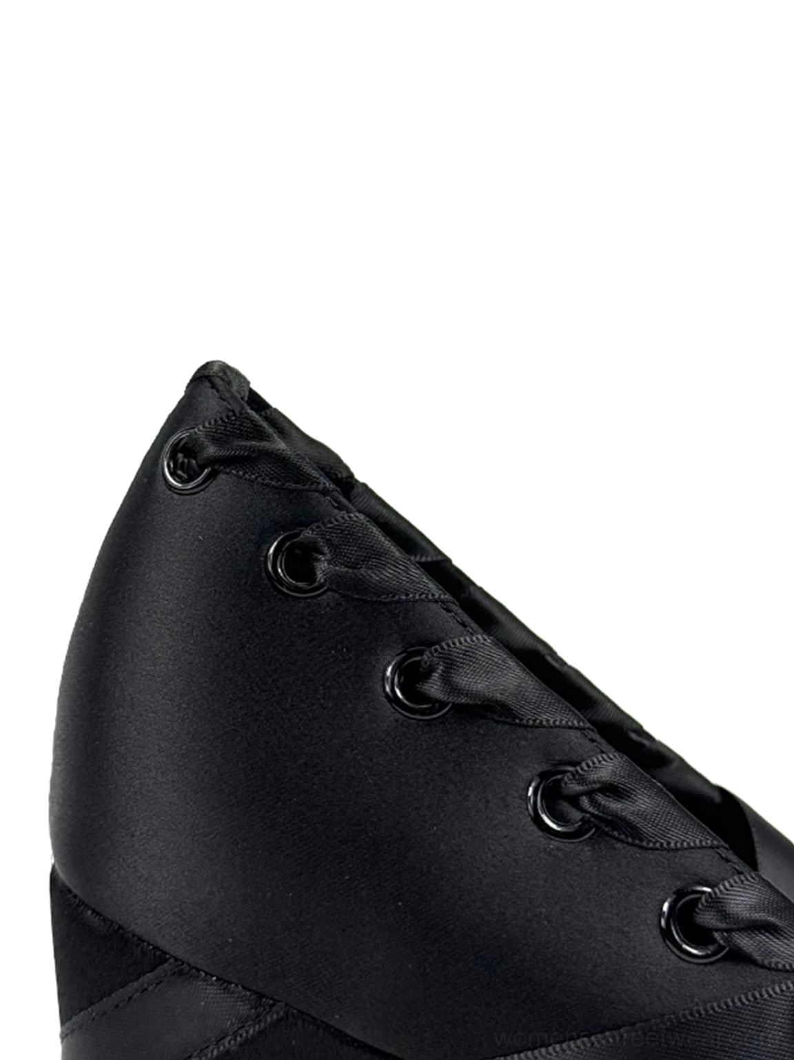 Satin ribbon lace-up platform pumps with 9 cm heels, gothic ballet design, bow toe detail, and chunky block heel