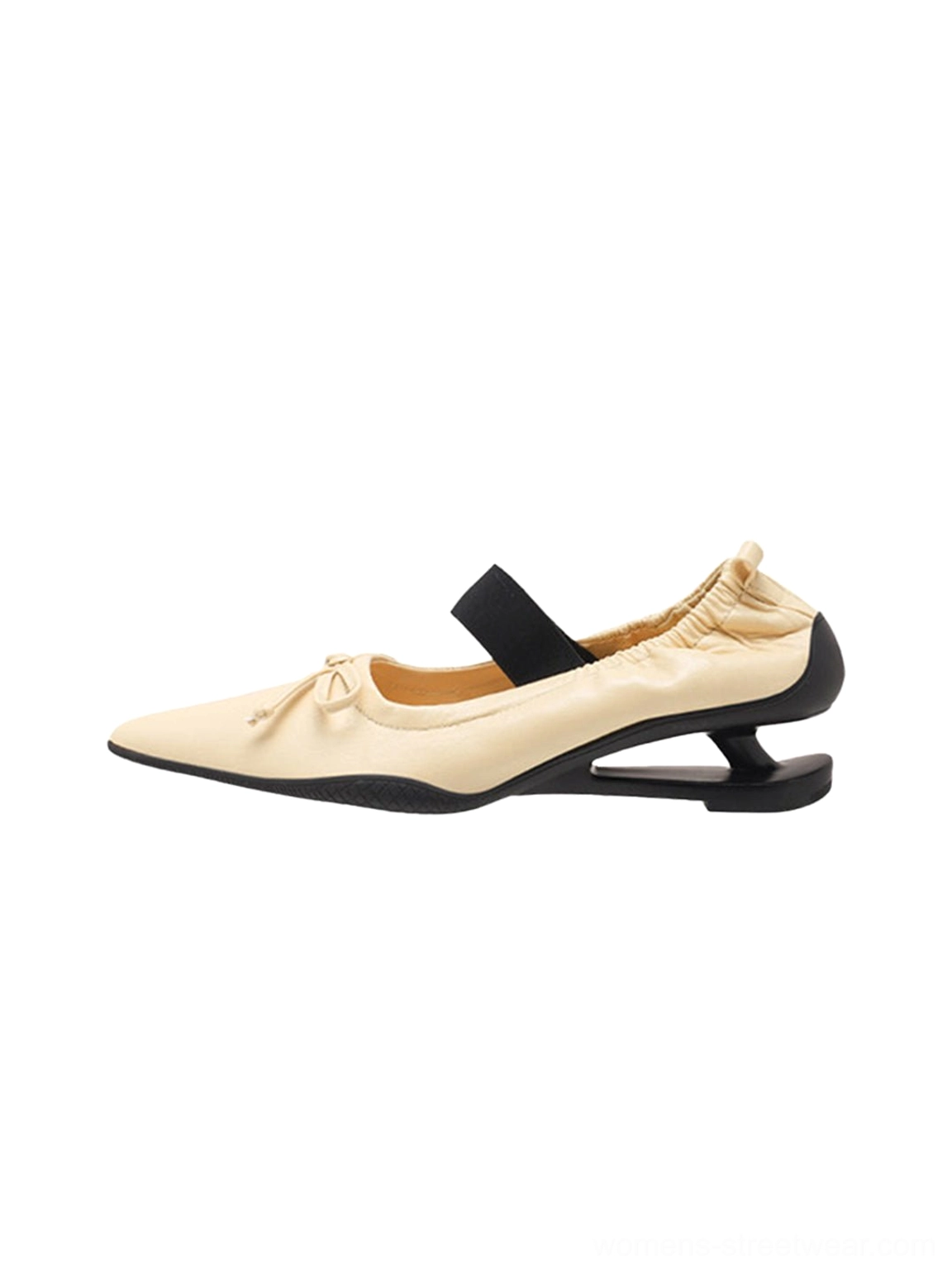 Sculpted-heel bow pointed-toe mules with softly pleated upper fashion shoe view