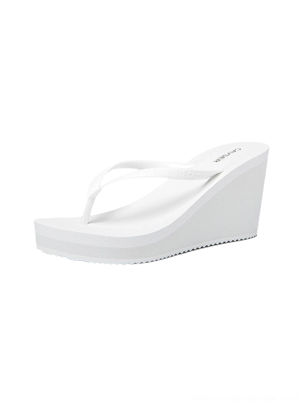 Sculpted platform wedge toe-ring flip-flops with glitter straps detailed product view