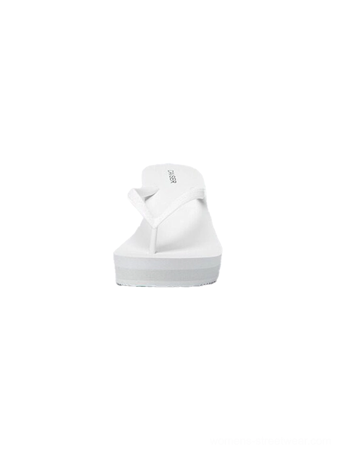 Platform wedge toe-ring flip-flops with a sleek elevated silhouette for summer streetwear outfits