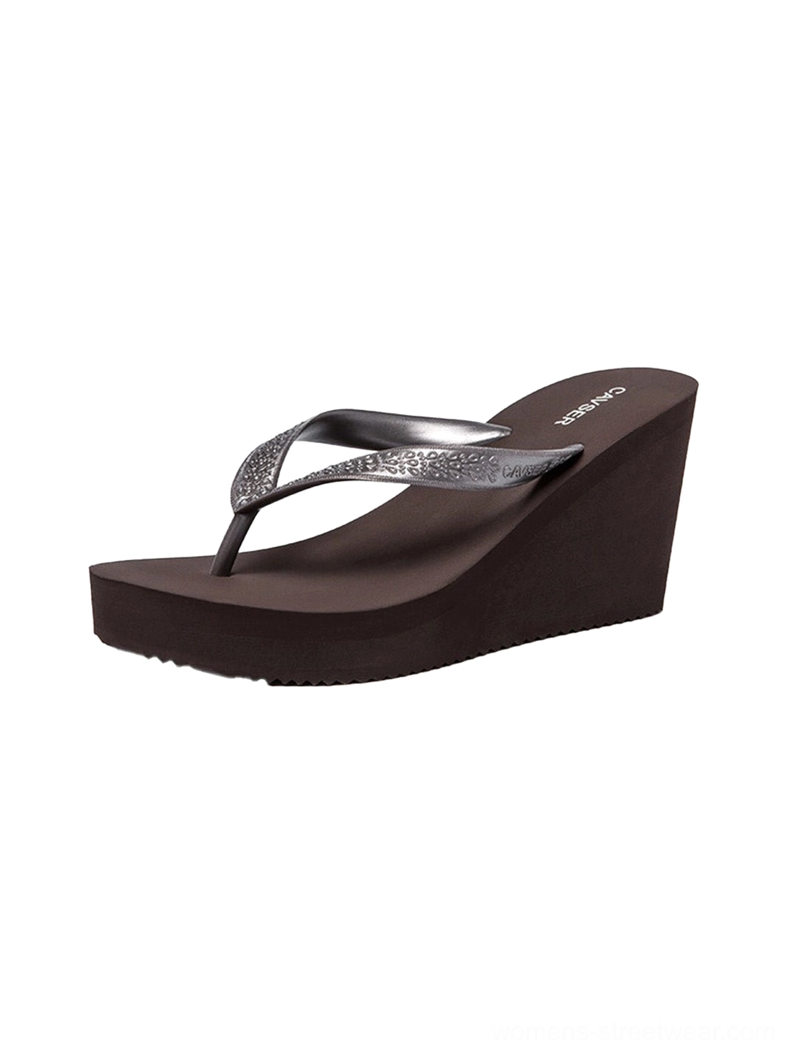Sculpted platform wedge toe-ring flip-flops shown as a versatile elevated summer sandal