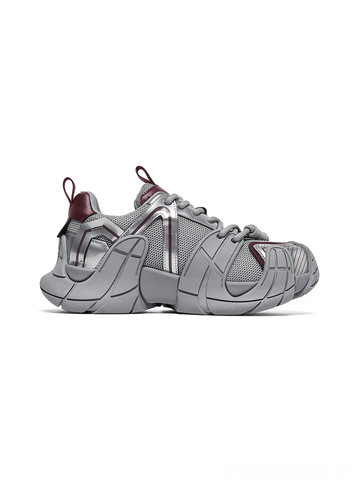 Silver cage panel chunky platform sneakers dark streetwear fashion product image