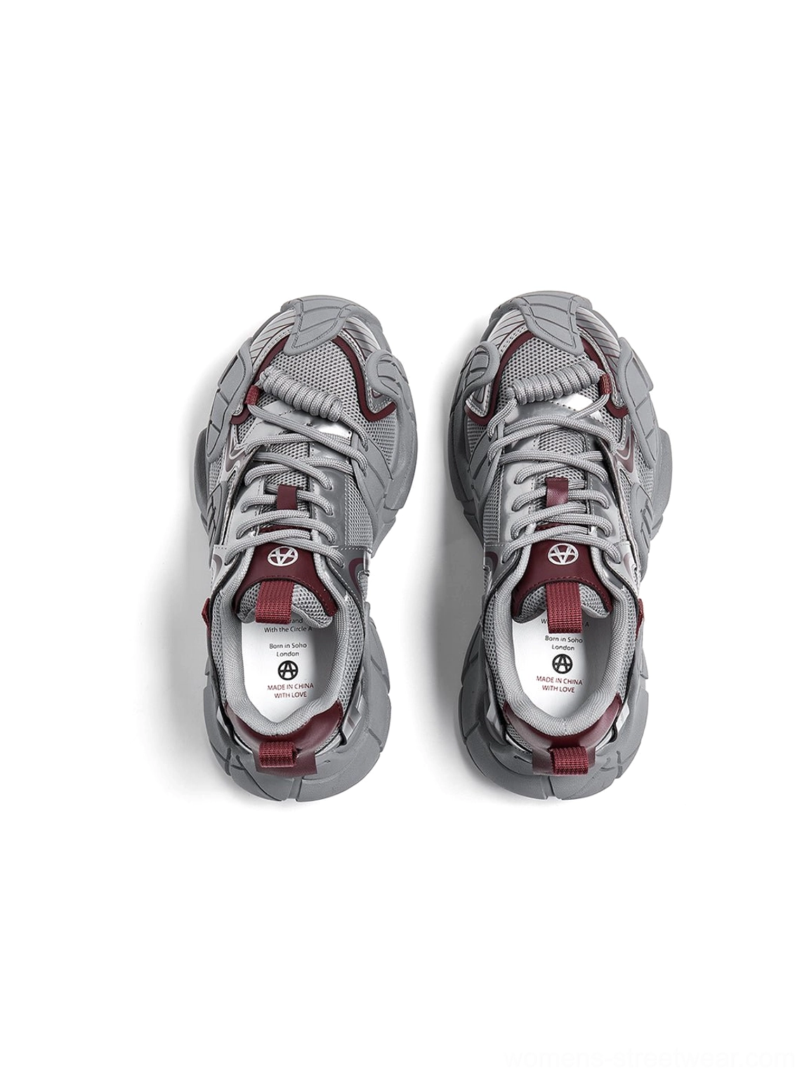 Silver cage panel chunky platform sneakers metallic synthetic upper detailed view