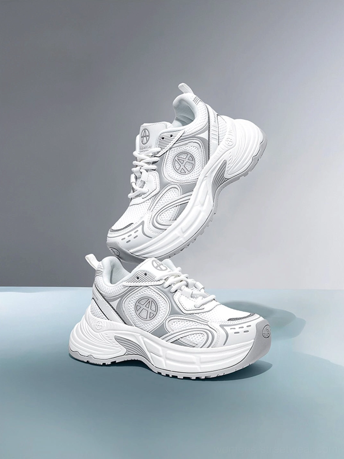 Silver Wave chunky dad sneakers fashion footwear with bold dad shoe proportions and a deeply sculpted streetwear outsole
