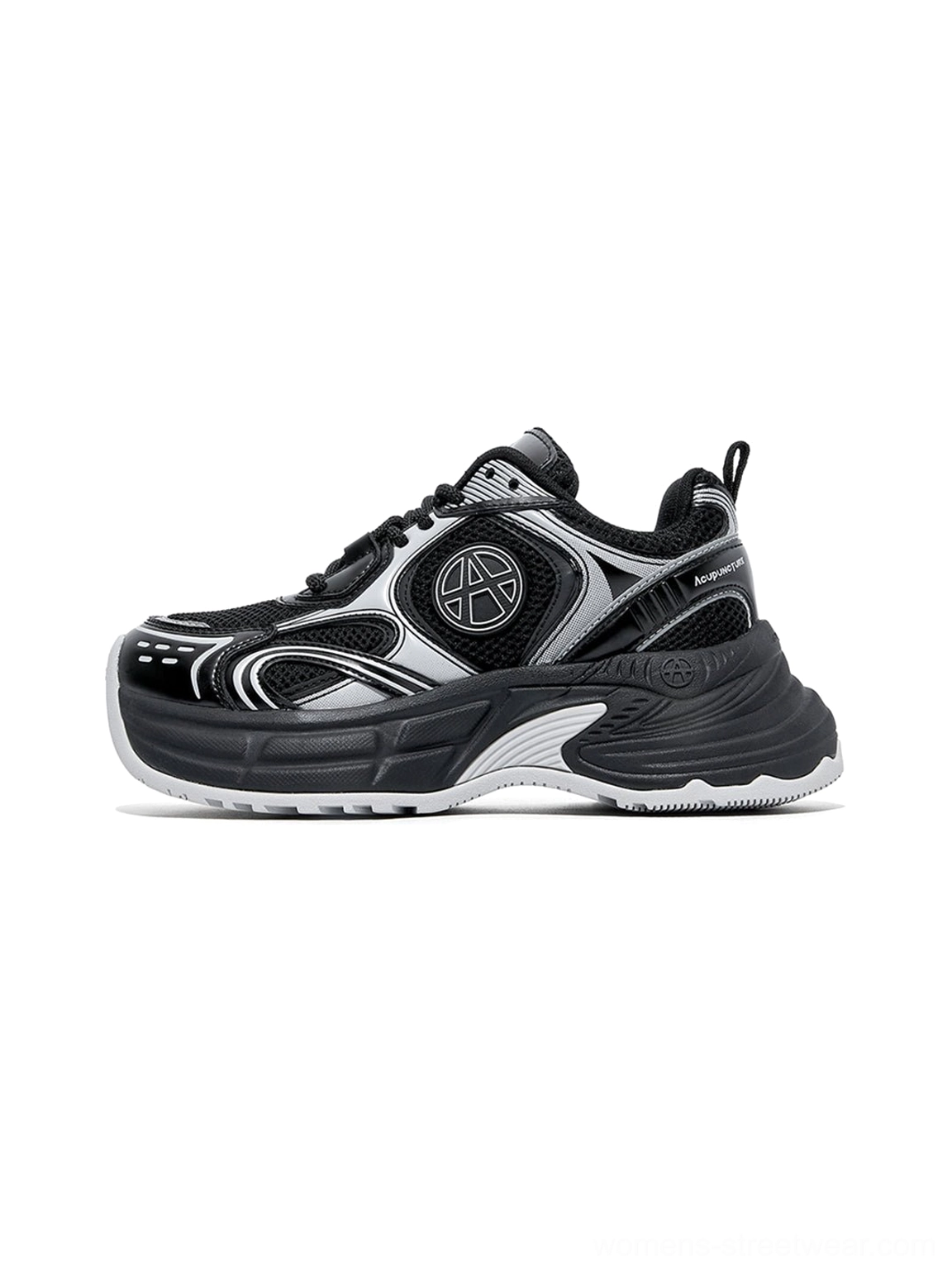 Silver Wave chunky dad sneakers with a bold technical runner profile suited to gorpcore-inspired and futuristic streetwear looks