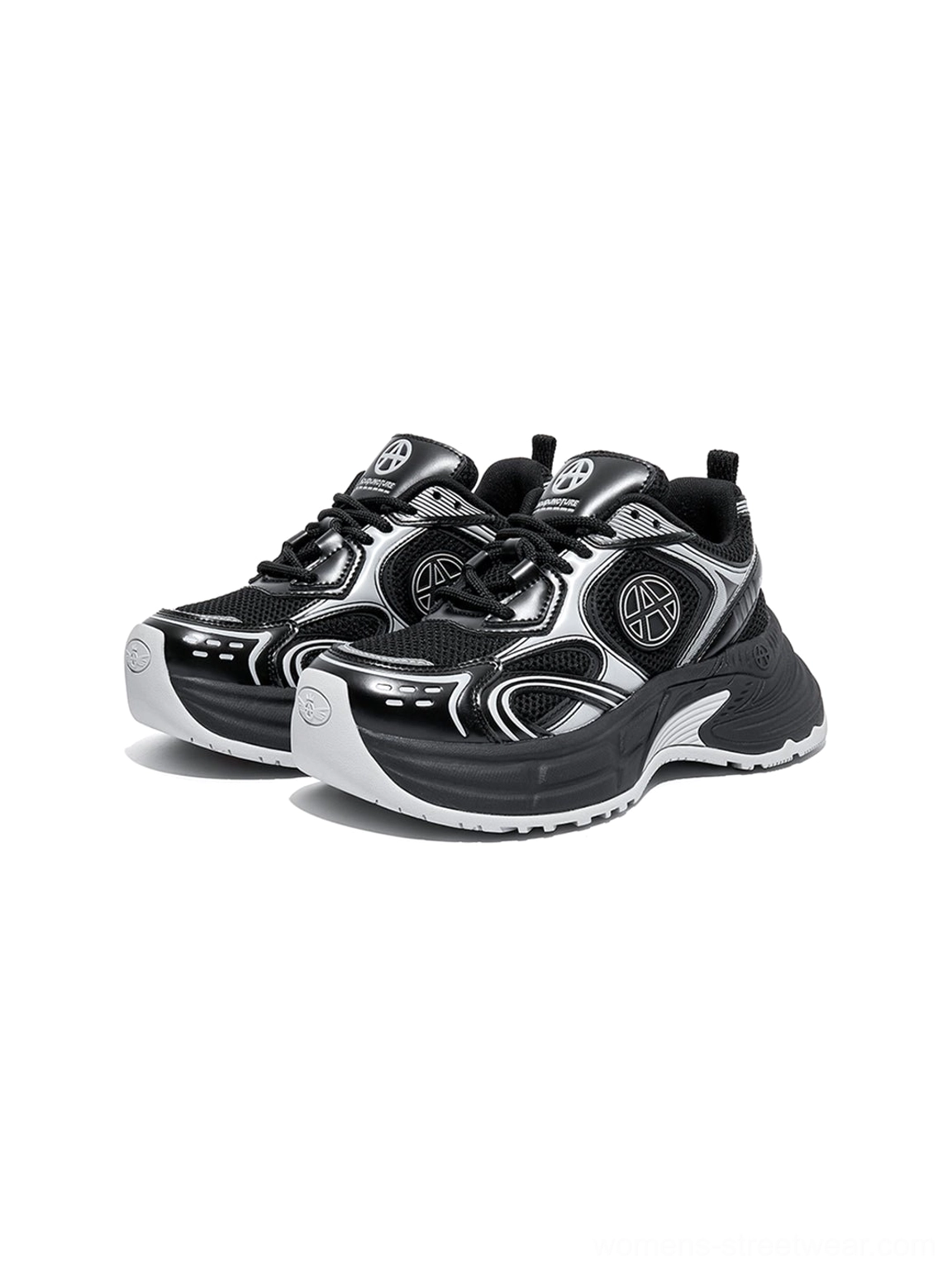 Silver Wave chunky dad sneakers with substantial cushioning-inspired construction and a strong architectural footwear silhouette