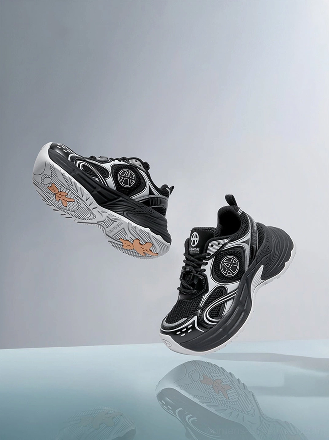 Silver Wave chunky dad sneakers featuring contemporary wave lines and retro runner influence for versatile street style
