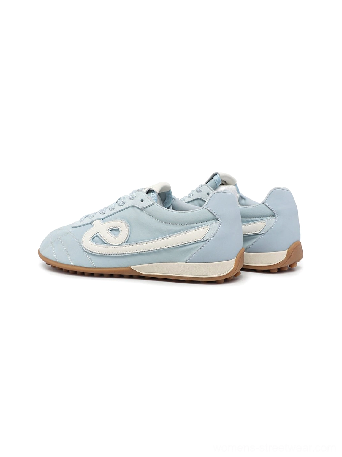 Sky blue quilted gum sole retro streetwear sneakers complete product detail view