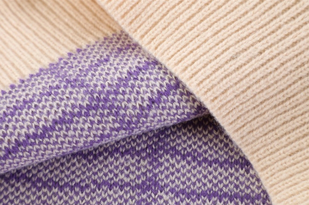 Spider web jacquard knit sweater in purple cream or black streetwear graphic knit detail