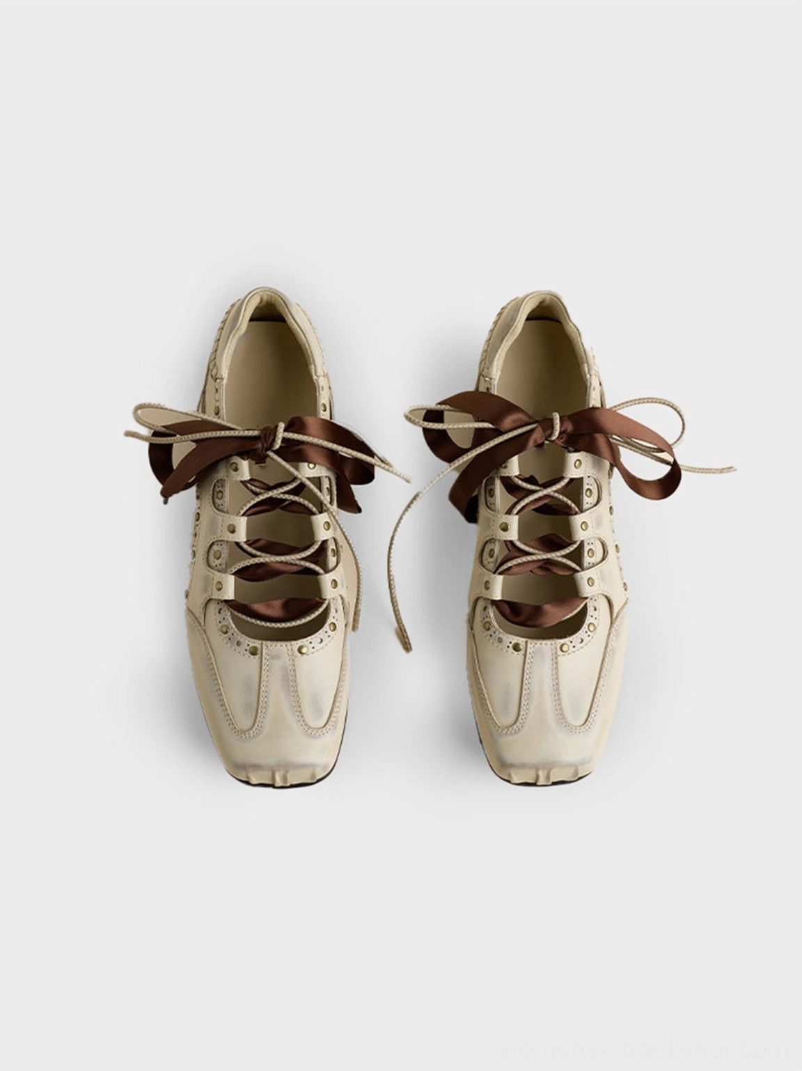 Square toe satin ribbon lace-up ballet trainer sneakers contemporary balletcore footwear image