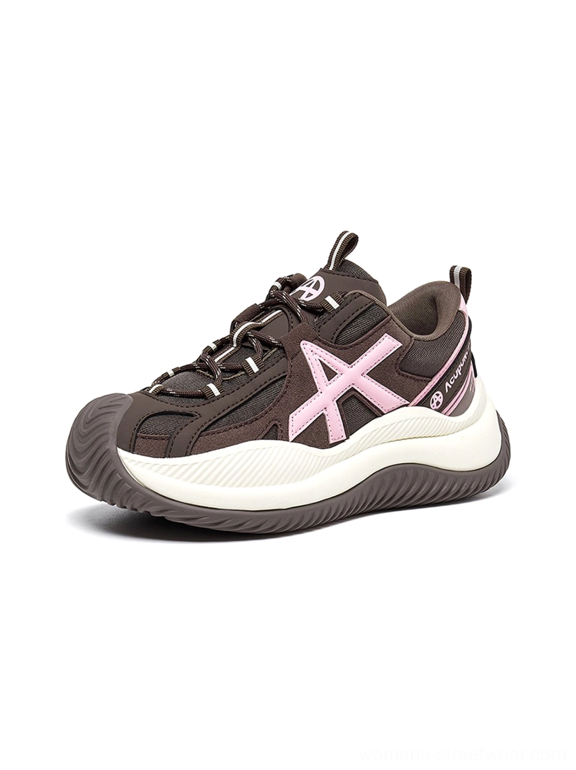 Fashion forward styling with wave-sole chunky sneakers oversized fit contemporary streetwear aesthetic presentation