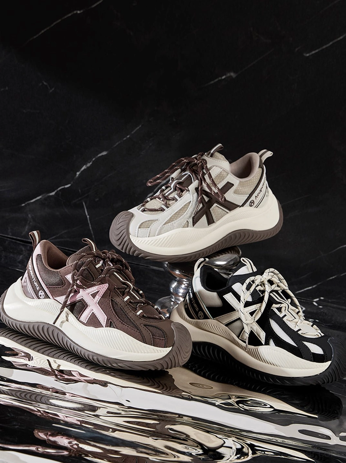 Full profile right side view chunky sneakers complete design silhouette symmetrical composition balanced aesthetic