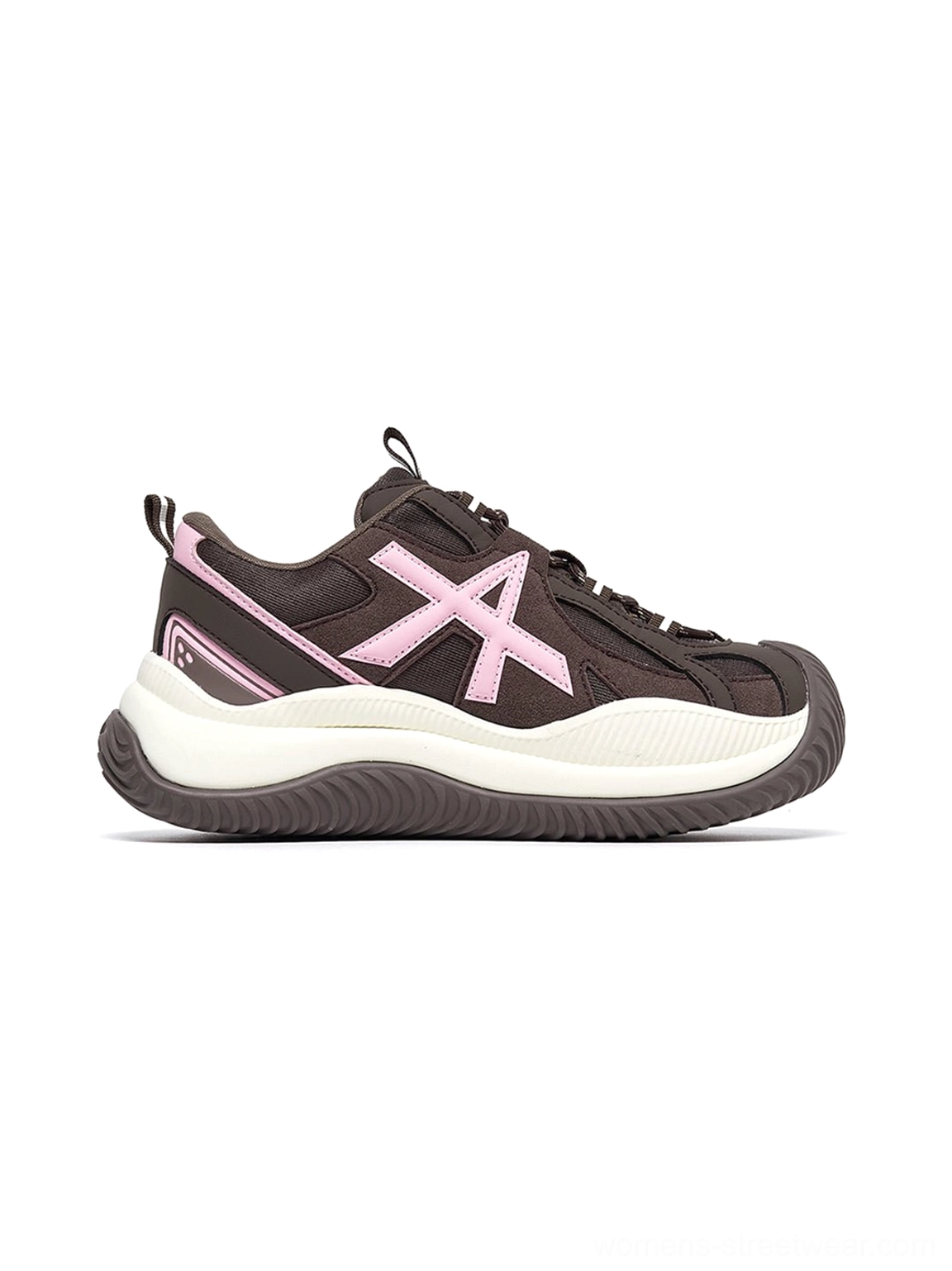 Paired view of chunky sneakers demonstrating symmetrical design consistency geometric patterns both feet presentation