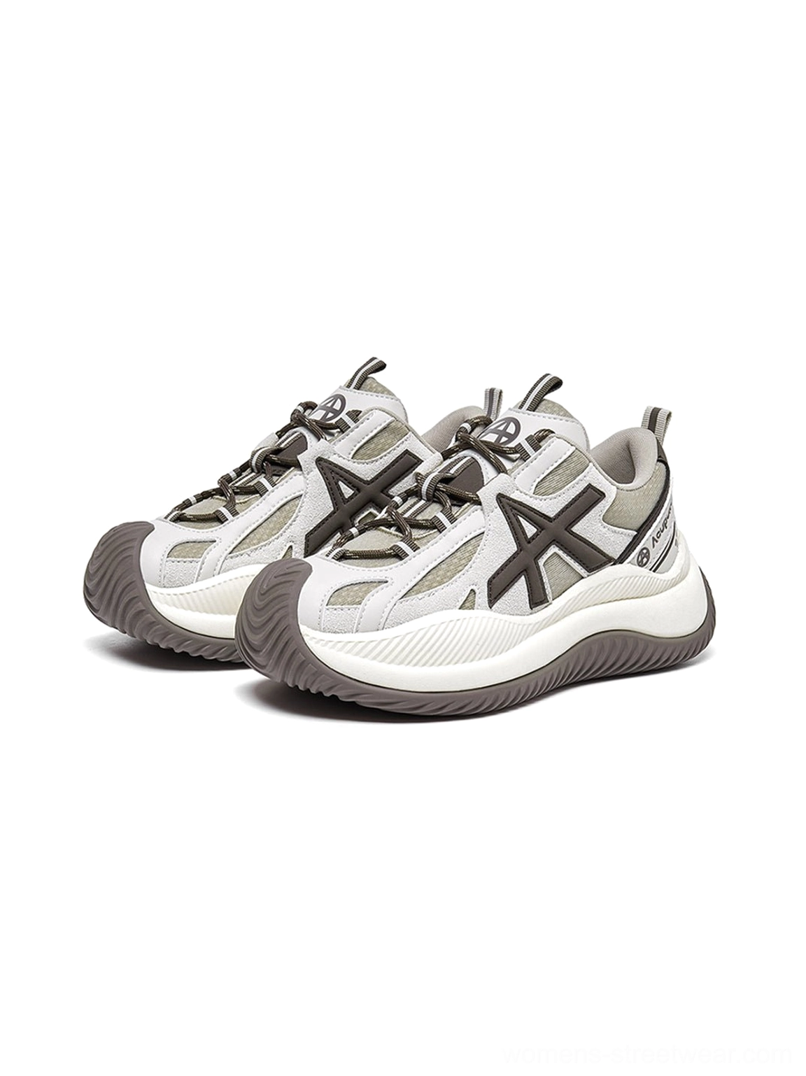 Comparison view of multiple sizes chunky sneakers wave-sole displaying consistent design across size range available options