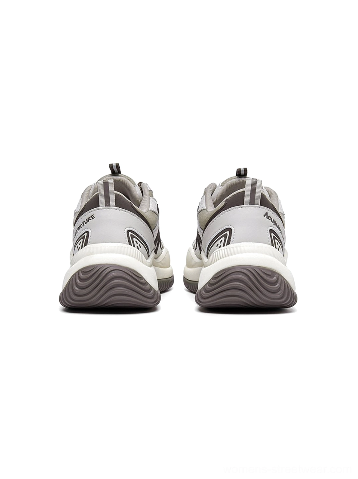 Texture detail of mesh and synthetic upper chunky sneakers material quality breathability performance construction