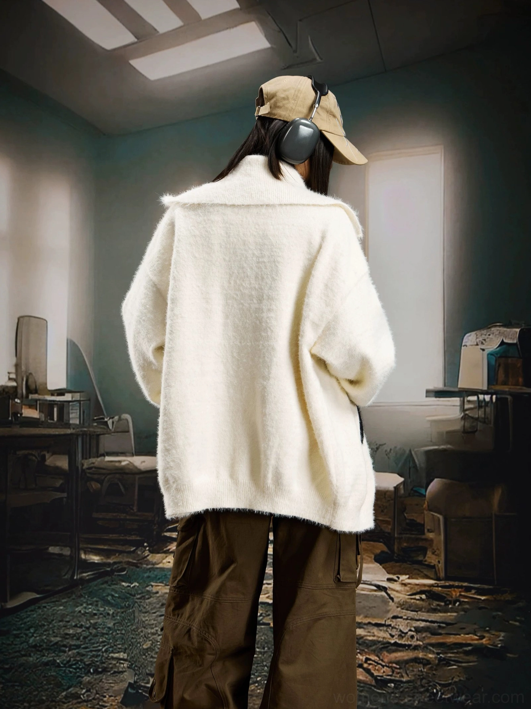 Starlight Starburst Fuzzy Zip Cardigan soft textured knit and zip collar detail