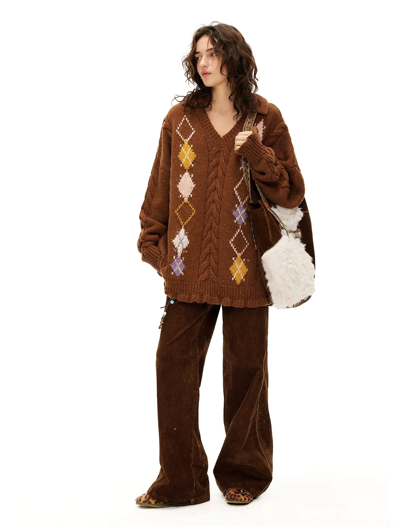 Storybook cat plush tote bag with dark brown finish, decorative cat details, and versatile shoulder carry design