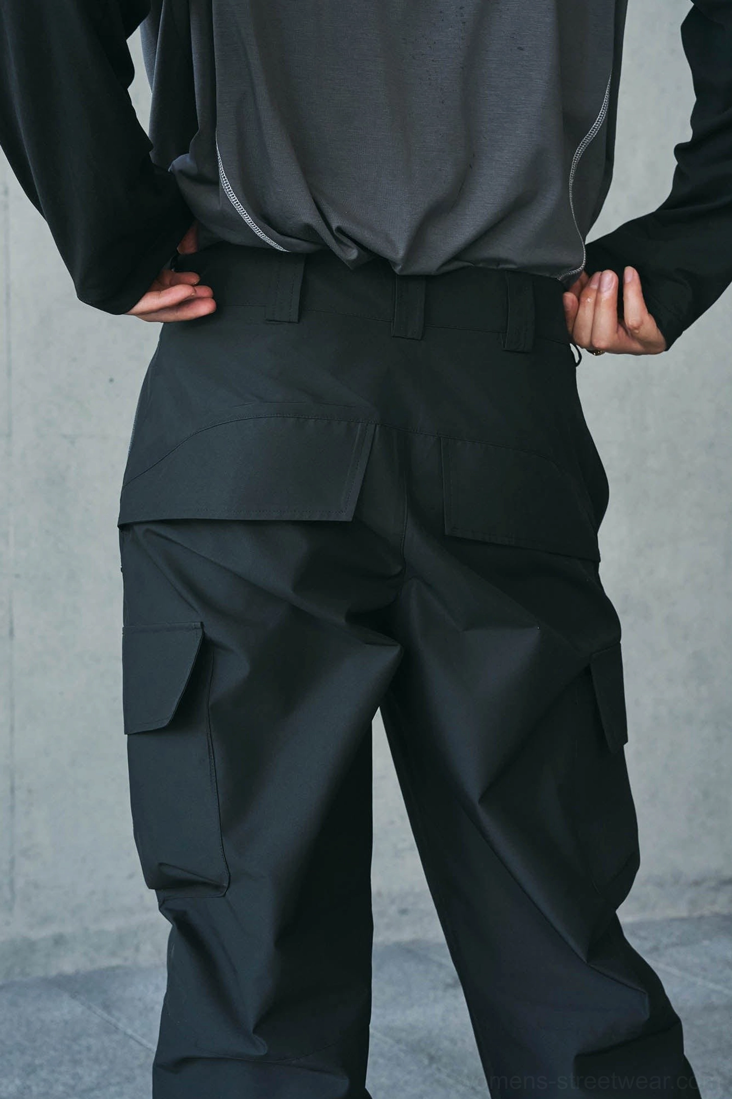 Streetwear cargo pants product image showing technical utility details, relaxed legs, and weather-ready outdoor design