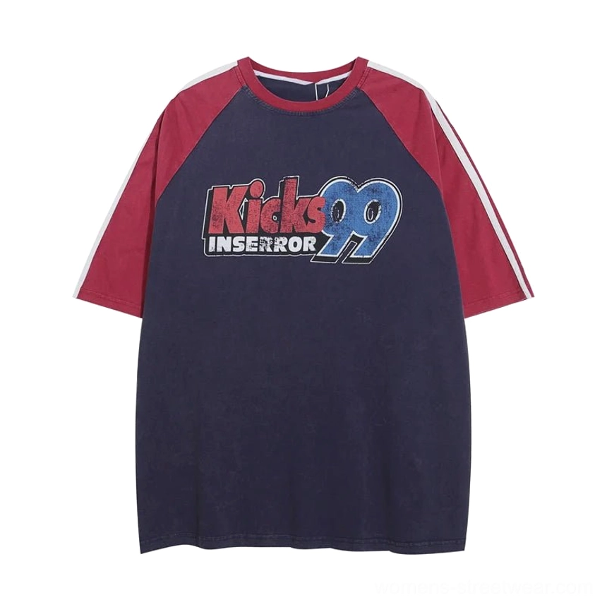Streetwear varsity baseball graphic T-shirt with an easy oversized silhouette and retro athletic influence
