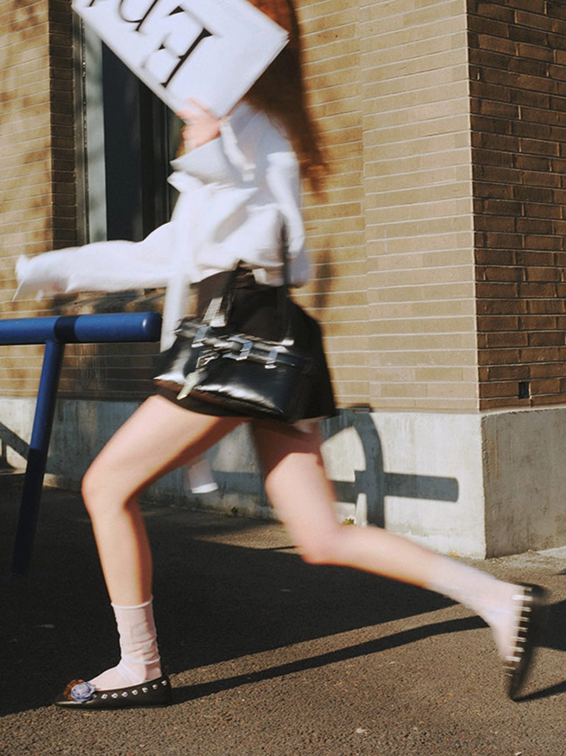 Studded floral square-toe ballet flats in a fashion-forward streetwear shoe design