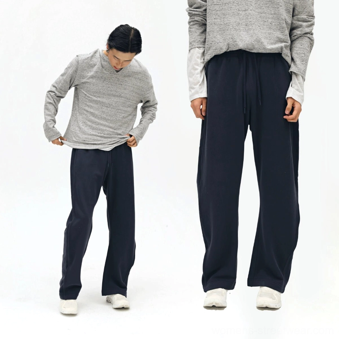 Care instructions detail - twill sweatpants fabric maintenance and washing guidance for longevity