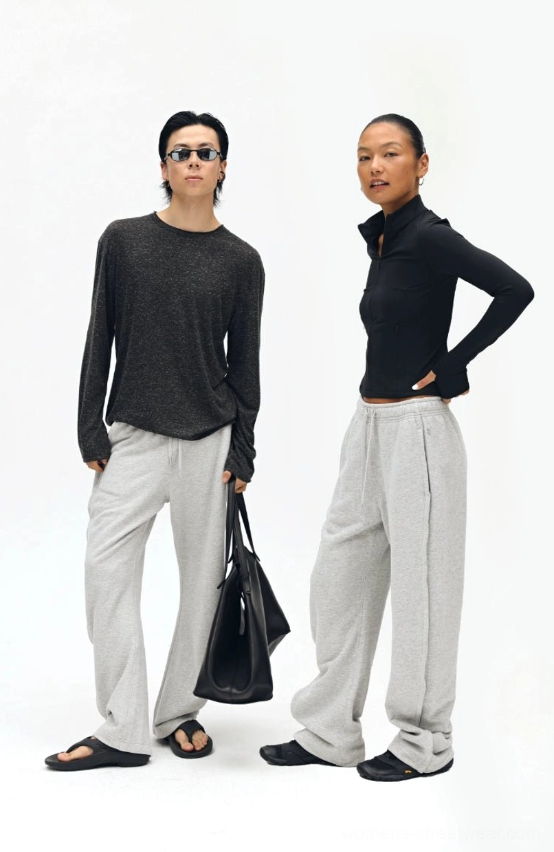 Twill sweatpants fabric texture detail - cotton polyester blend showing soft drape and elasticity