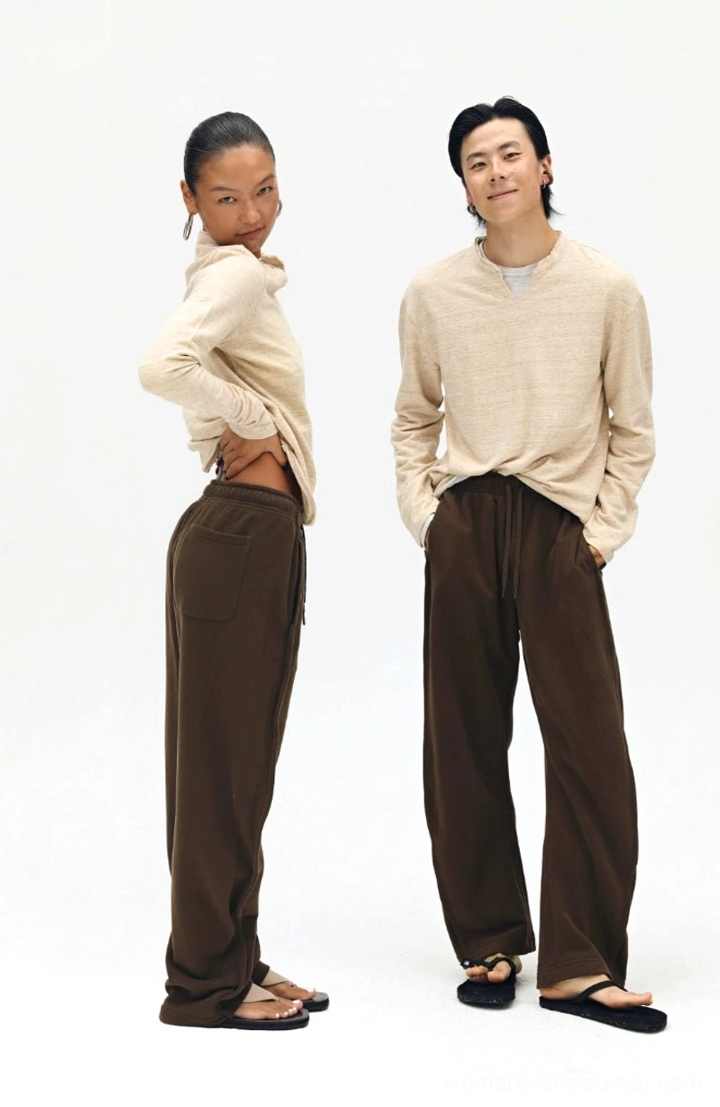 Sweatpants with sneaker styling - complete streetwear look featuring relaxed fit drawstring pants