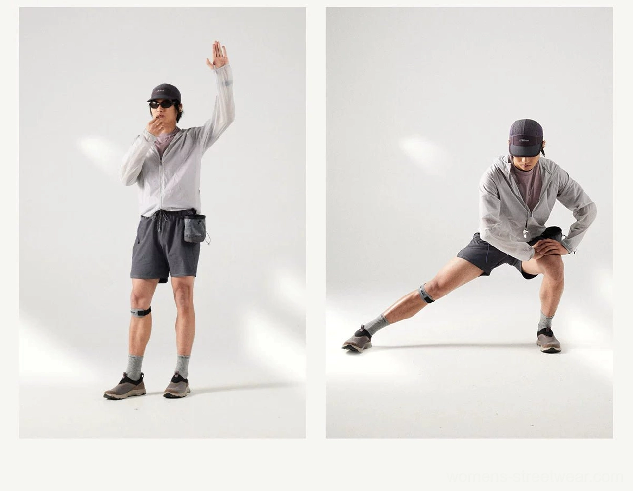 Technical hooded sun protection jacket designed for lightweight layering, active movement, and contemporary streetwear outfits