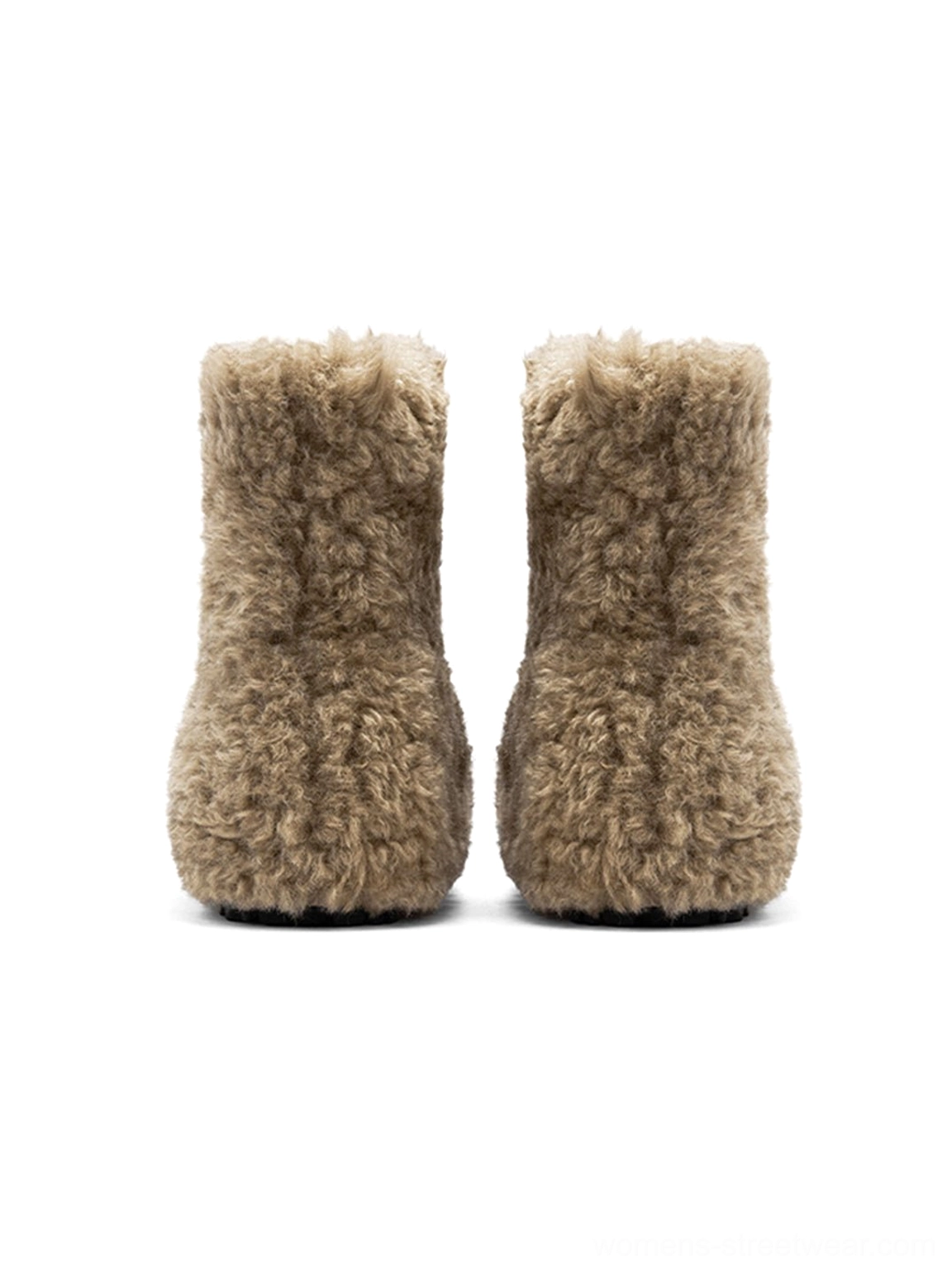 Teddy fleece platform ankle boots plush textile upper and rounded toe product view