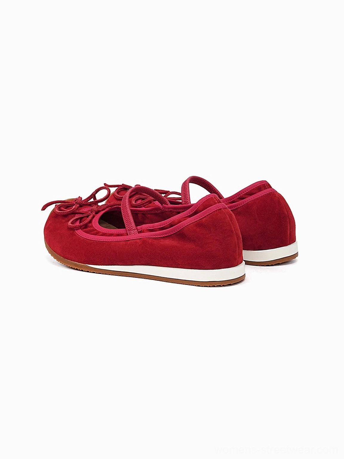 Textured bow Mary Jane ballet flats with rounded toe slim instep strap and low contrast sole detail
