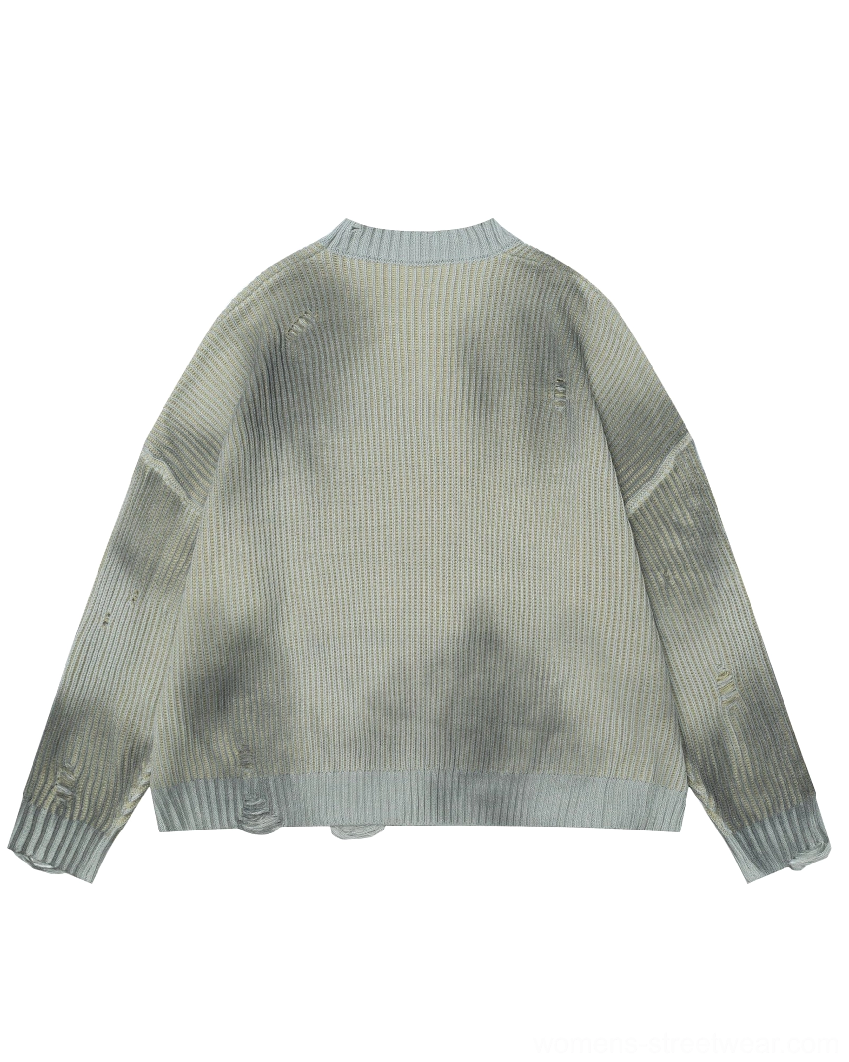 Textured faded ribbed logo sweater with oversized proportions and versatile modern streetwear styling