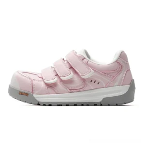 Pink triple-strap platform sneakers shown from the side with a smooth upper, white midsole, grey rubber outsole, and adjustable velcro straps
