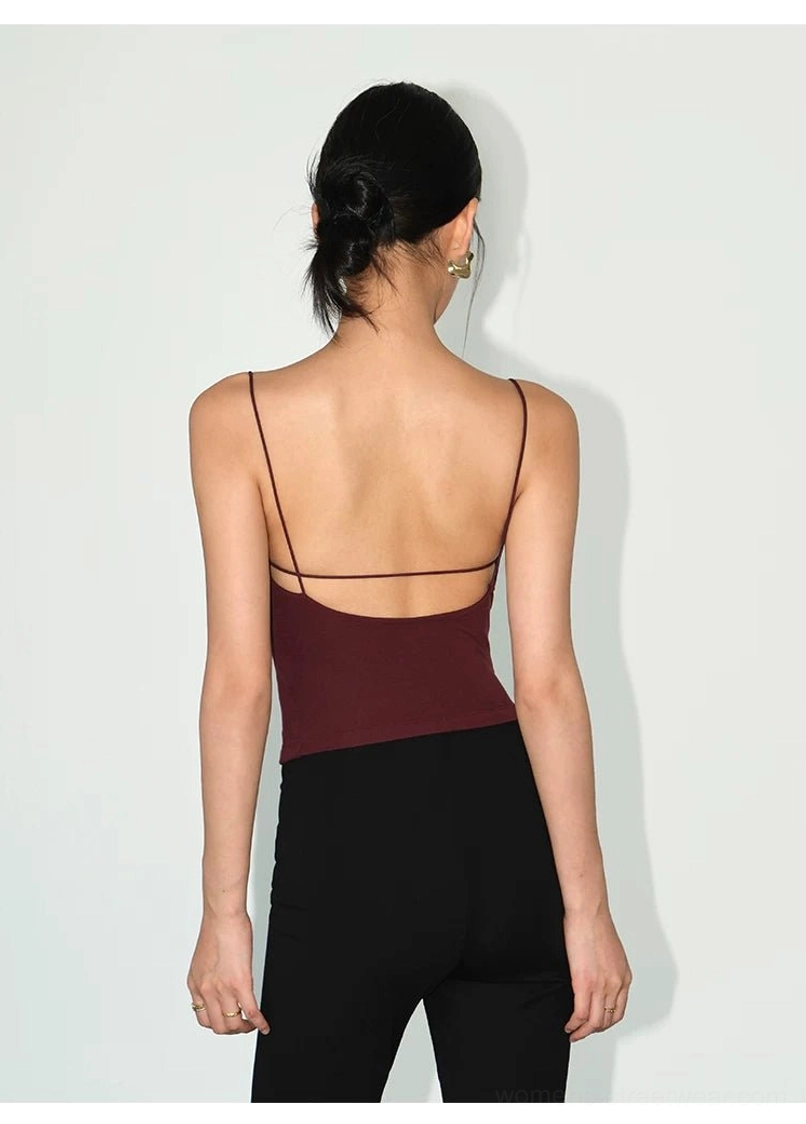 Minimal sweetheart twist-front backless crop cami top for everyday layering