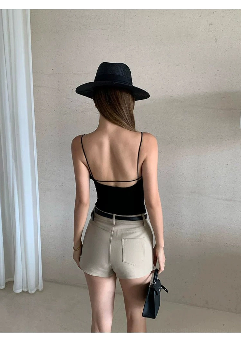 Twist-front backless crop cami top with sweetheart neckline fashion detail view