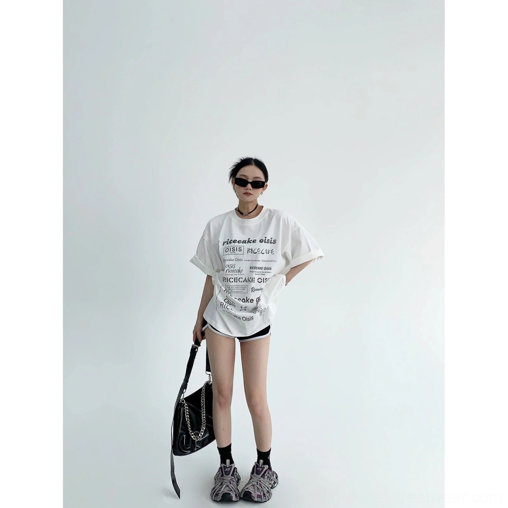 Typographic riot oversized streetwear t-shirt all-over lettering print close-up product image