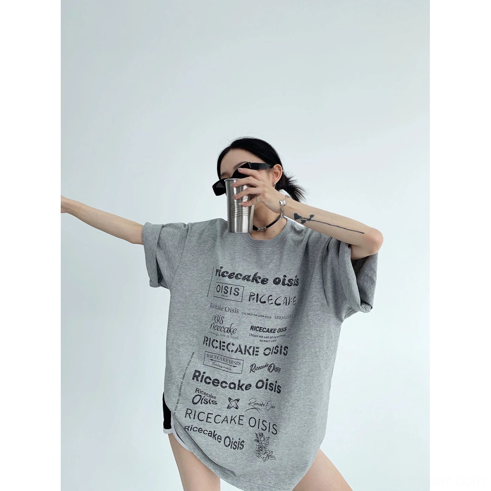 Typographic riot oversized streetwear t-shirt relaxed cotton jersey crewneck product view