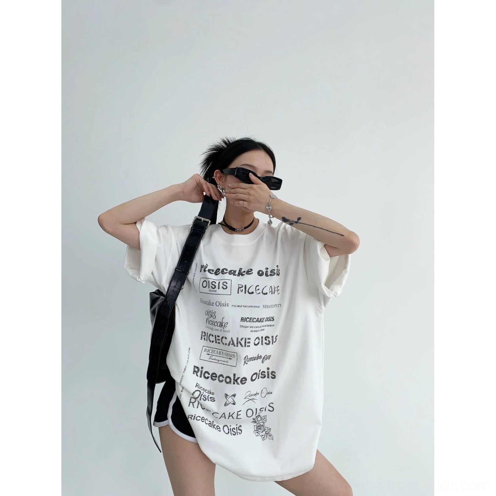 Typographic riot oversized streetwear t-shirt loose dropped shoulder silhouette product view