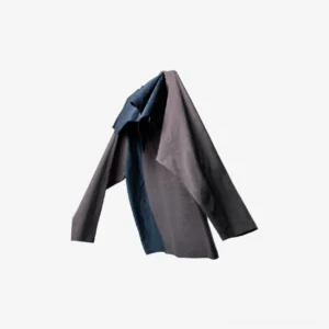 Dark grey oversized bow neck streetwear sweatshirt with relaxed draped silhouette on white background