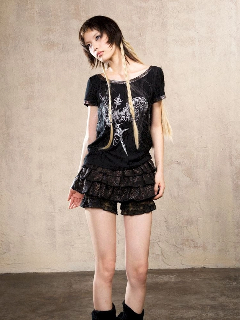 Versatile lace ruffle skort pants for casual styling concerts photoshoots and festivals