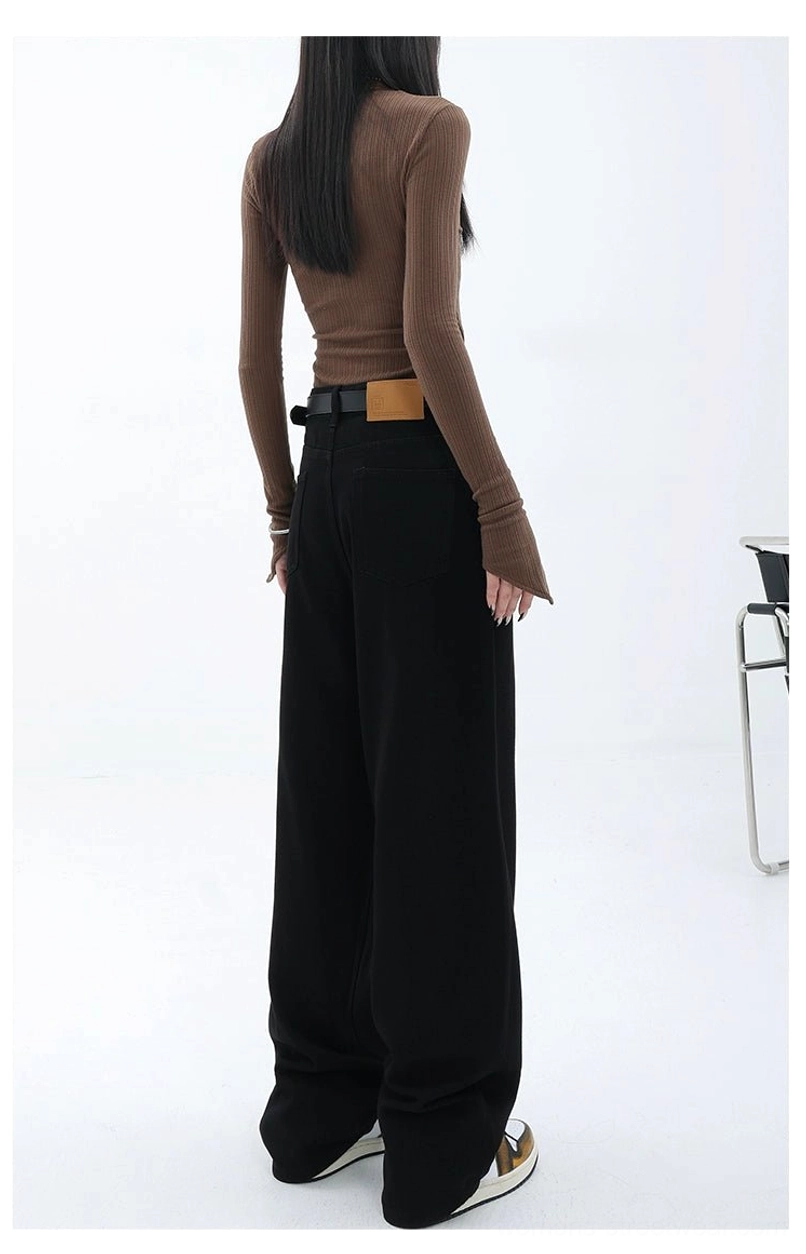 Vintage wash high-waist loose straight-leg floor-length jeans floor-length fit image