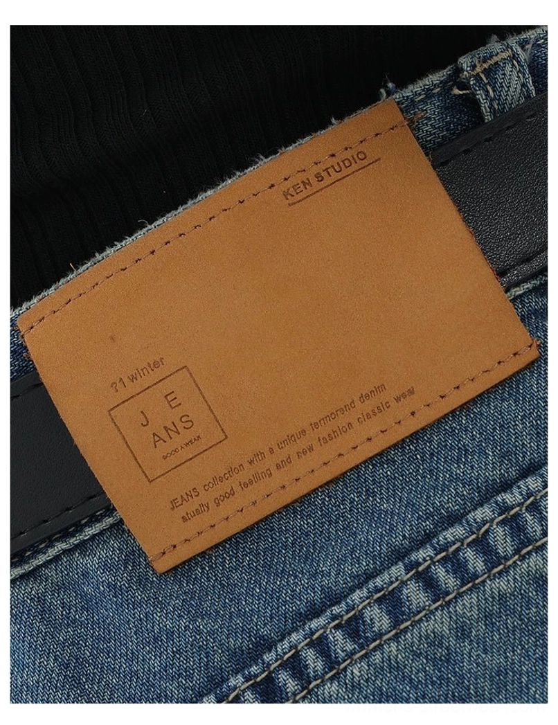 Vintage wash high-waist loose straight-leg floor-length jeans vintage denim fashion image