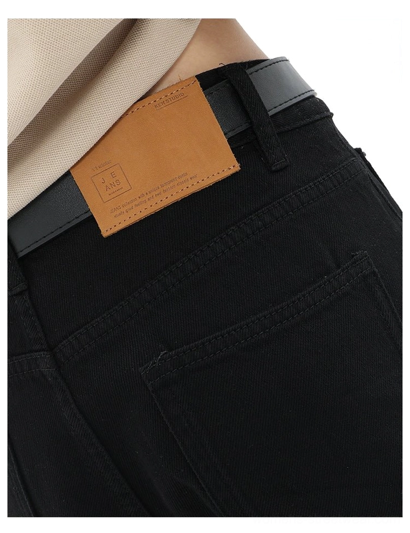 Vintage wash high-waist loose straight-leg floor-length jeans wide straight silhouette image