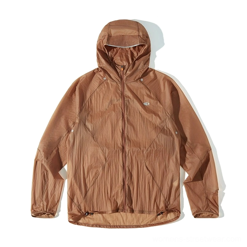 Water-repellent lightweight windbreaker jacket with technical outdoor details and a clean athletic silhouette