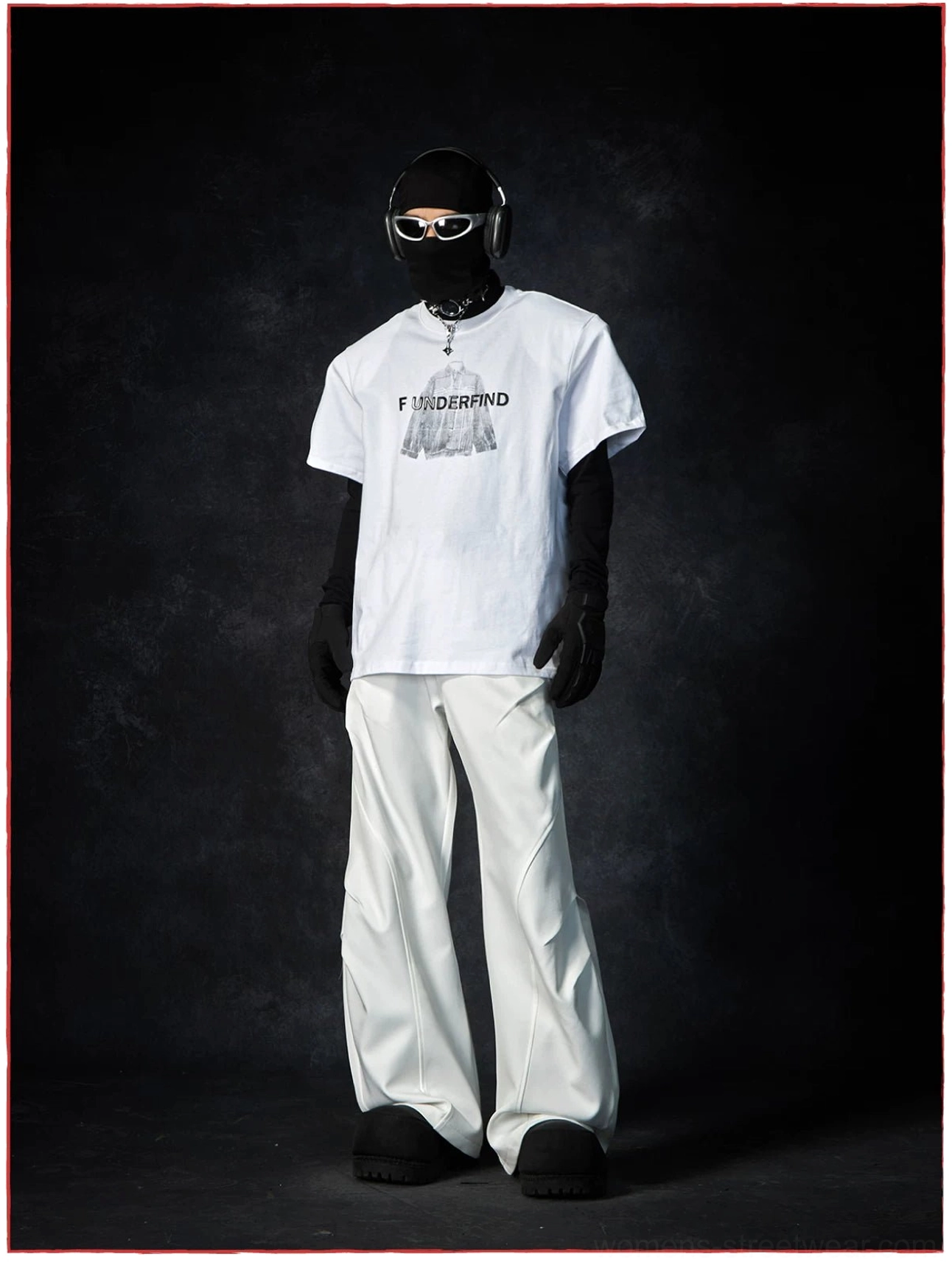 Wave contour trousers product image for a monochrome Seoul fashion outfit with oversized proportions and sculptural leg lines
