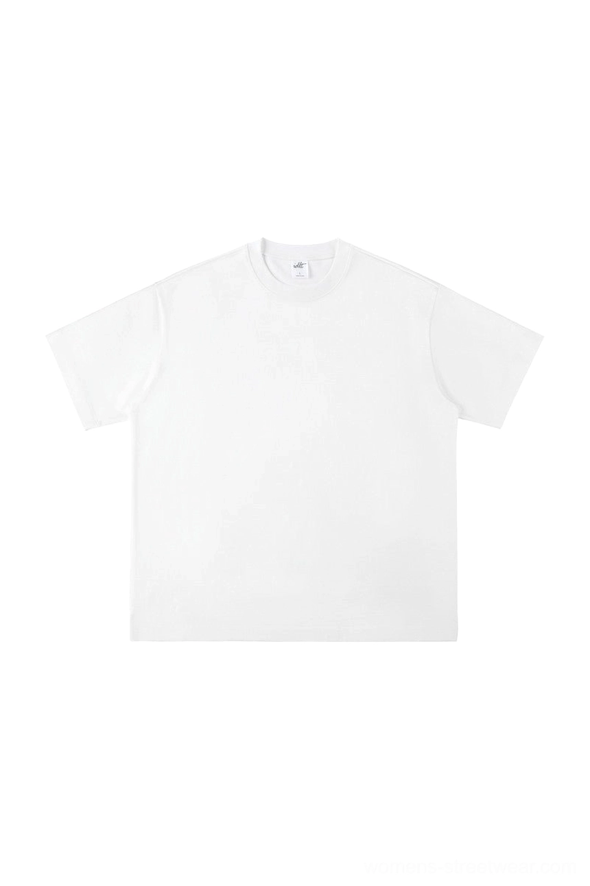 White heavyweight oversized cotton t-shirt with clean crew neckline and dropped short sleeves
