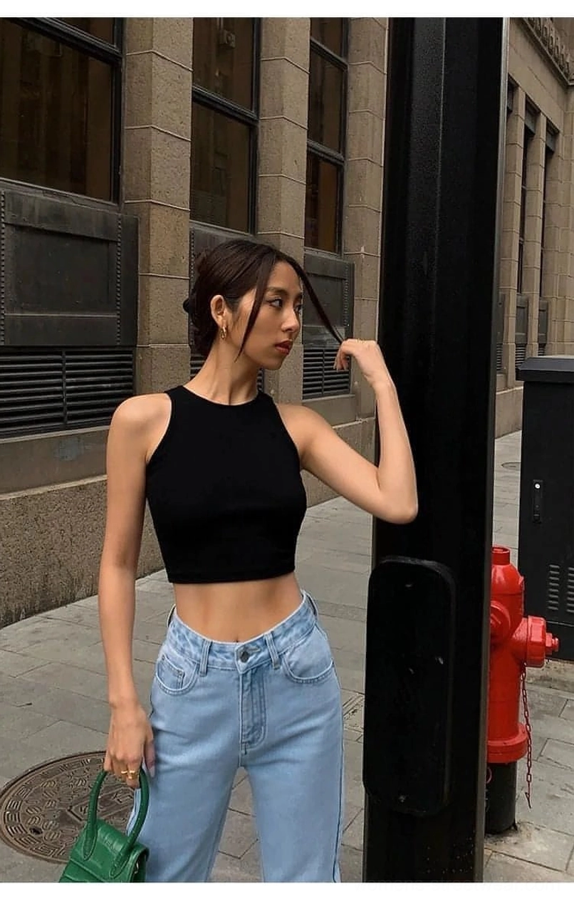 White minimalist cropped tank top - sleeveless crew neck basic piece for versatile styling with contemporary streetwear and casual fashion looks