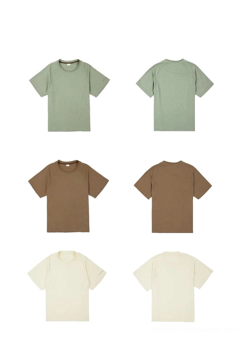 White raglan sleeve t-shirt with double-layered crew neck, photographed to highlight intentional design details and craftsmanship