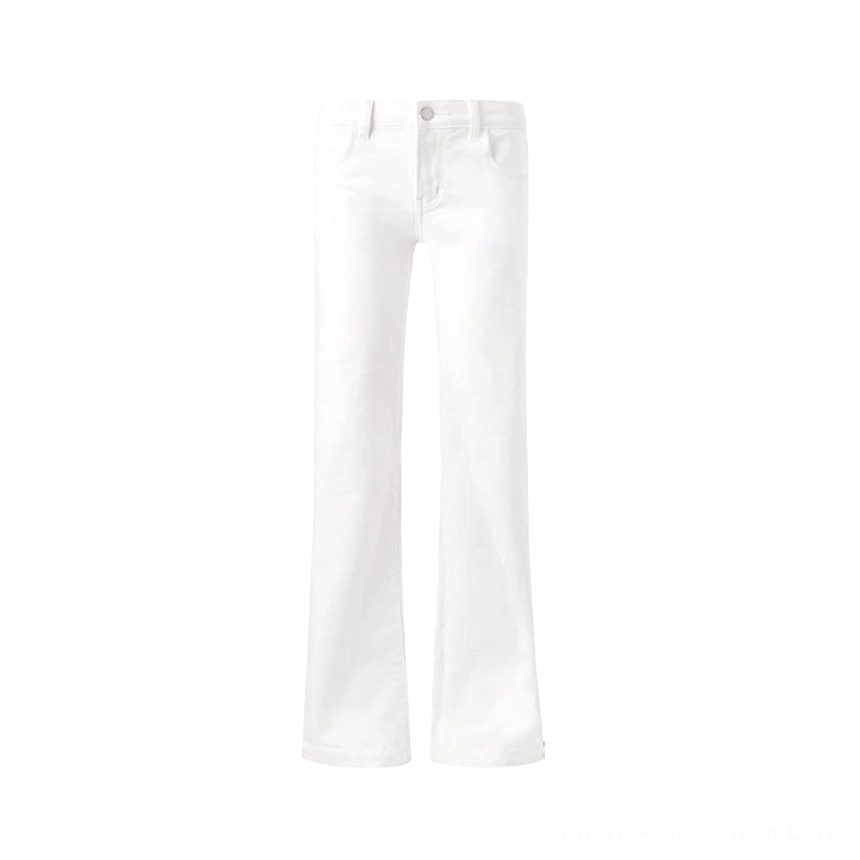 White Seaside low-rise flare jeans in full-length Y2K streetwear denim styling