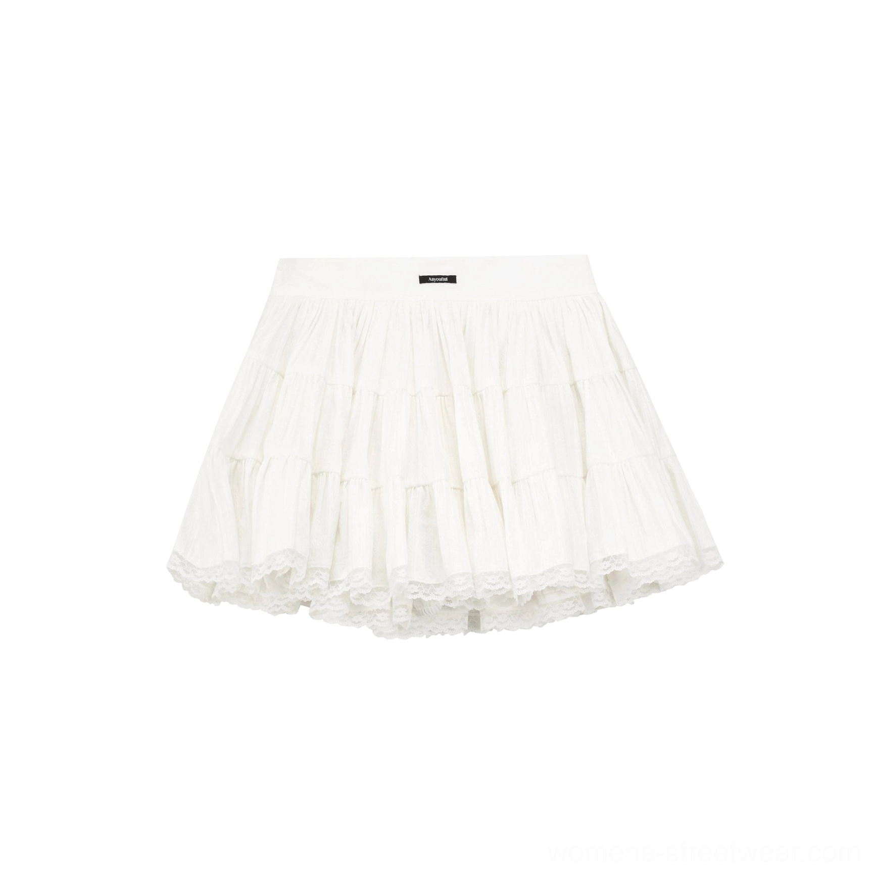 White tiered tennis skirt product styling for Korean fashion, Y2K streetwear, and romantic preppy outfits